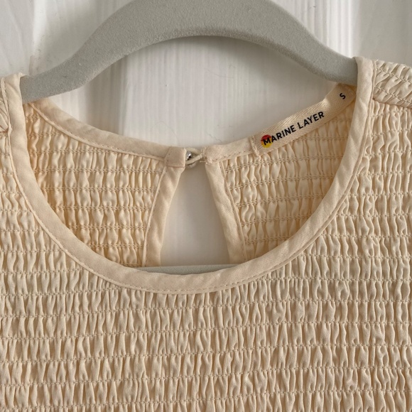Marine Layer Ivory Smocked 3/4 Sleeve Peplum Top - Picture 5 of 6